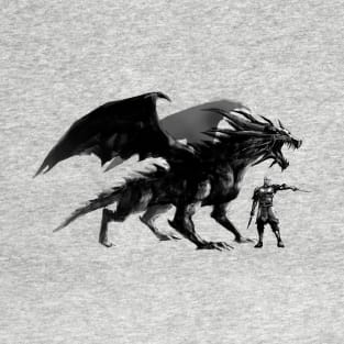 Rajic and his black dragon Raat (from the Dragon Slayer Chronicles) T-Shirt